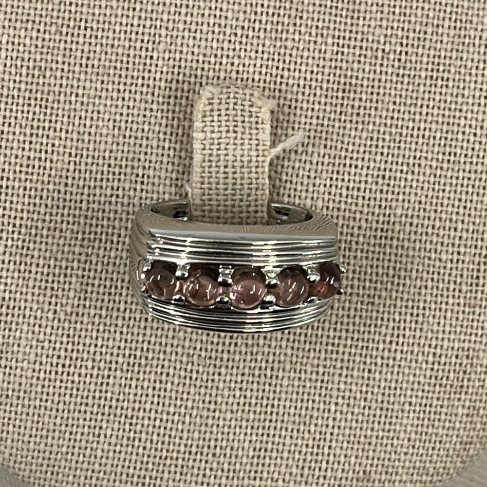 Vintage Sterling Silver Ring with Pink Gemstones - Size 5.75, 9.2g - Picture 10 of 16